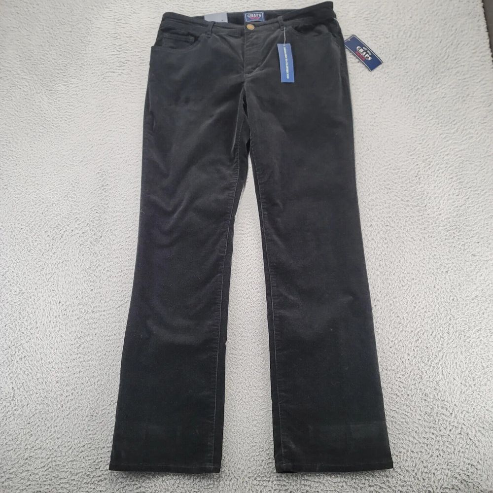 Chaps Denim Pants Womens 14‎ Black Slimming Fit Courdory Dark Academia Chino